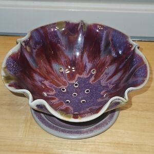 Handmade Purple Glazed Ceramic Berry Bowl